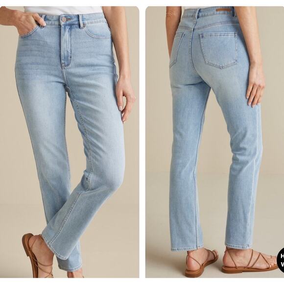 Soft Surroundings Ultimate Denim Straight Leg Jeans in Clear Sky Wash Size 16 - Picture 1 of 8